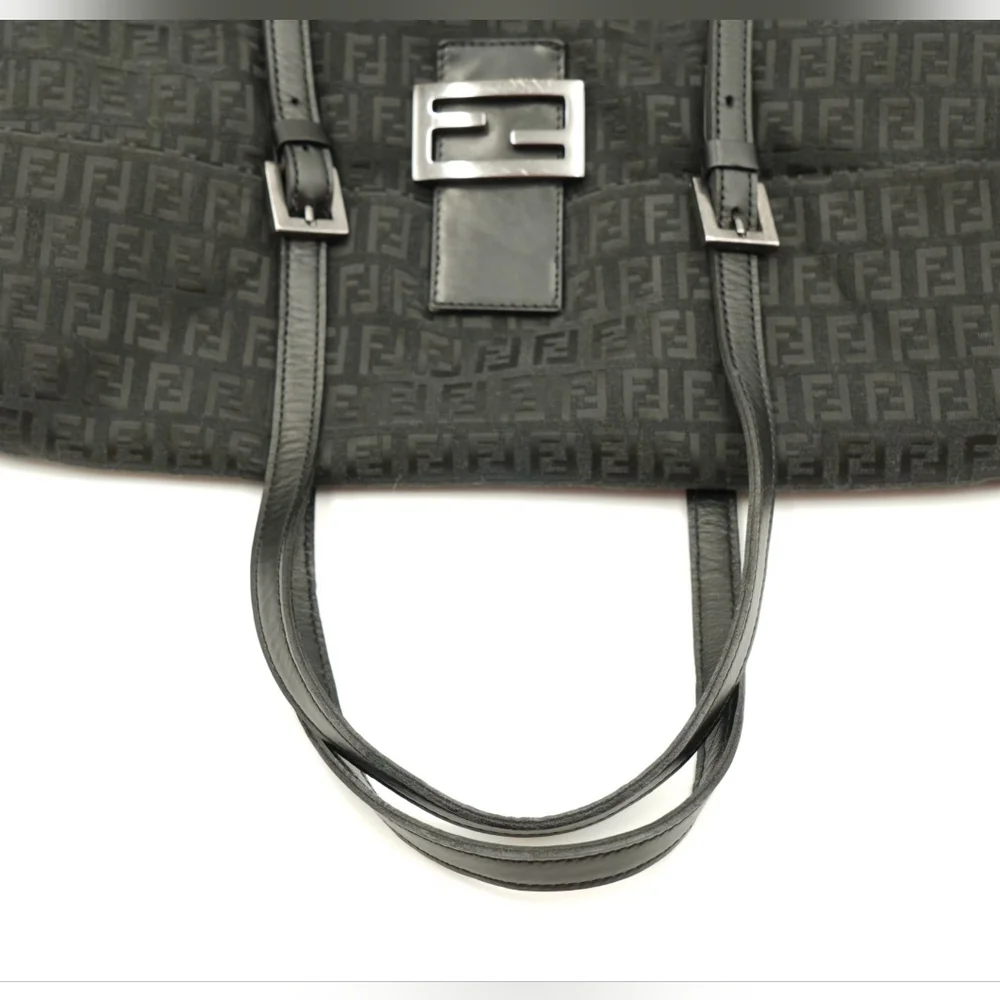 ❌️❌️SOLD❌️❌️J36💖 Fendi Vintage Black Flap Zucchino Shoulder Bag - Picture 9 of 16